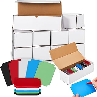 Zhanmai Trading Card Storage Box with Divider Baseball Sports Card Storage Box with 10 Cardboard Card Storage Box 65 Multicolor Card Dividers, Holds 1800 Card Storage Box for Baseball Sports Game Card