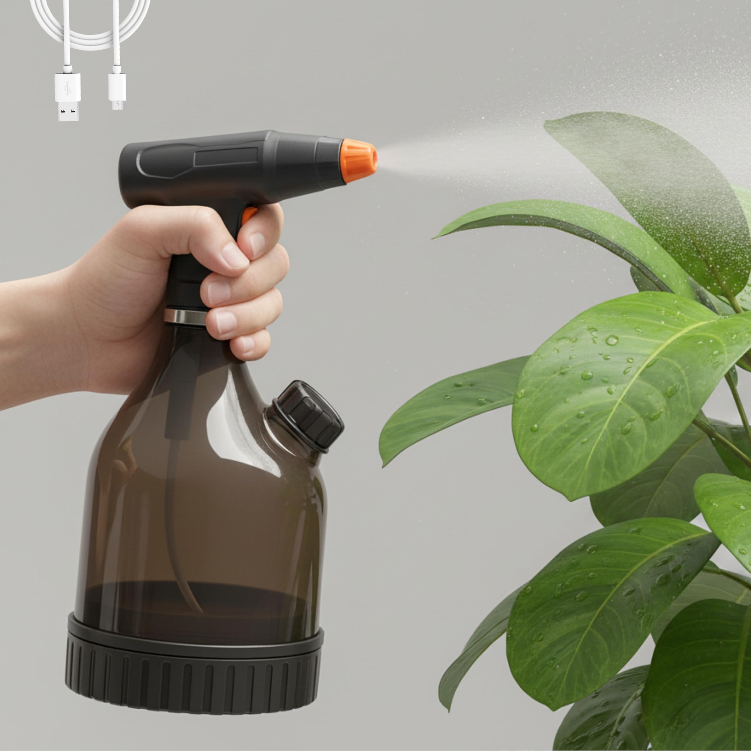 Kraft Seeds 1.5 Litre Electric Spray Pump | Rechargeable Garden Spray Bottle with Transparent Tank & Measuring Cup | Adjustable Nozzle Sprayer for Plants, Cleaning, Disinfecting & Multipurpose Use