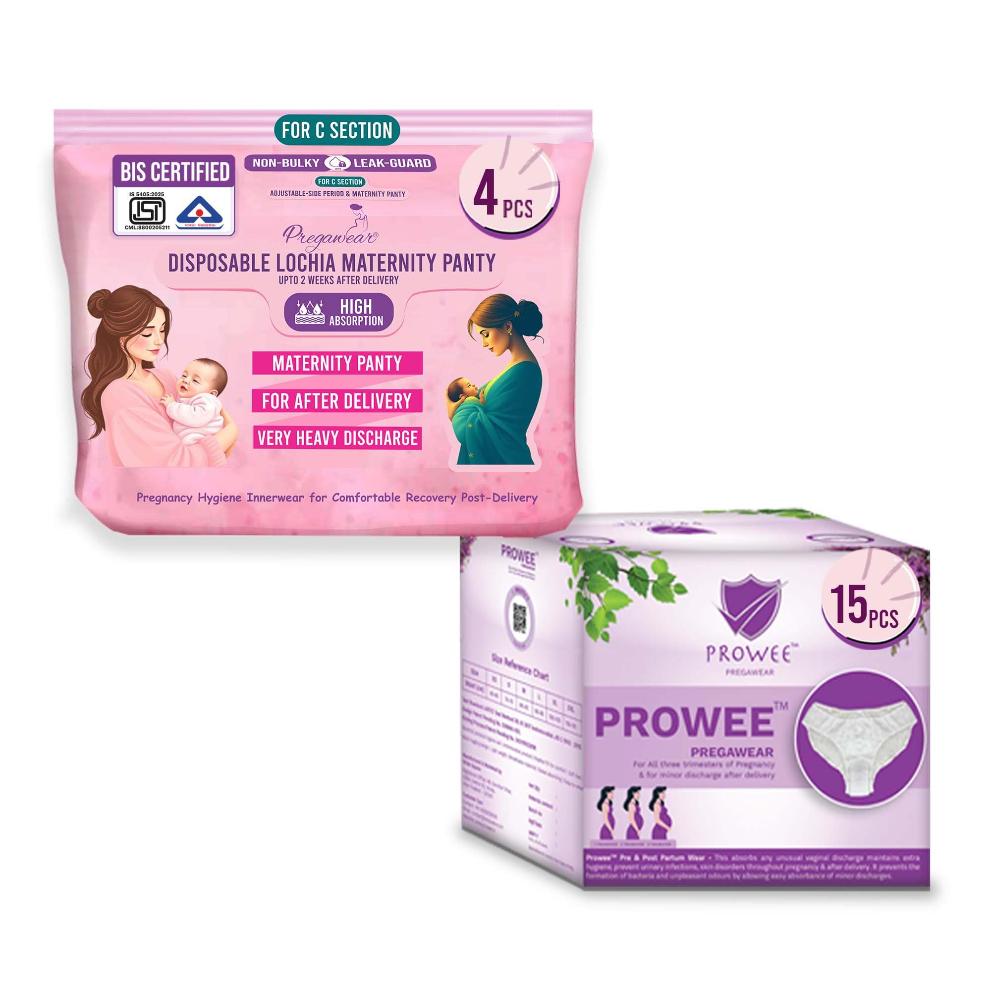 PROWEE|Pregawear Lochia Maternity Panty C Section(5) & Regular Panties(15) Combo, Soft, Breathable, Leak-Proof Underwear for New Mothers| Heavy & Light Daily Discharge Pregnancy-image-45