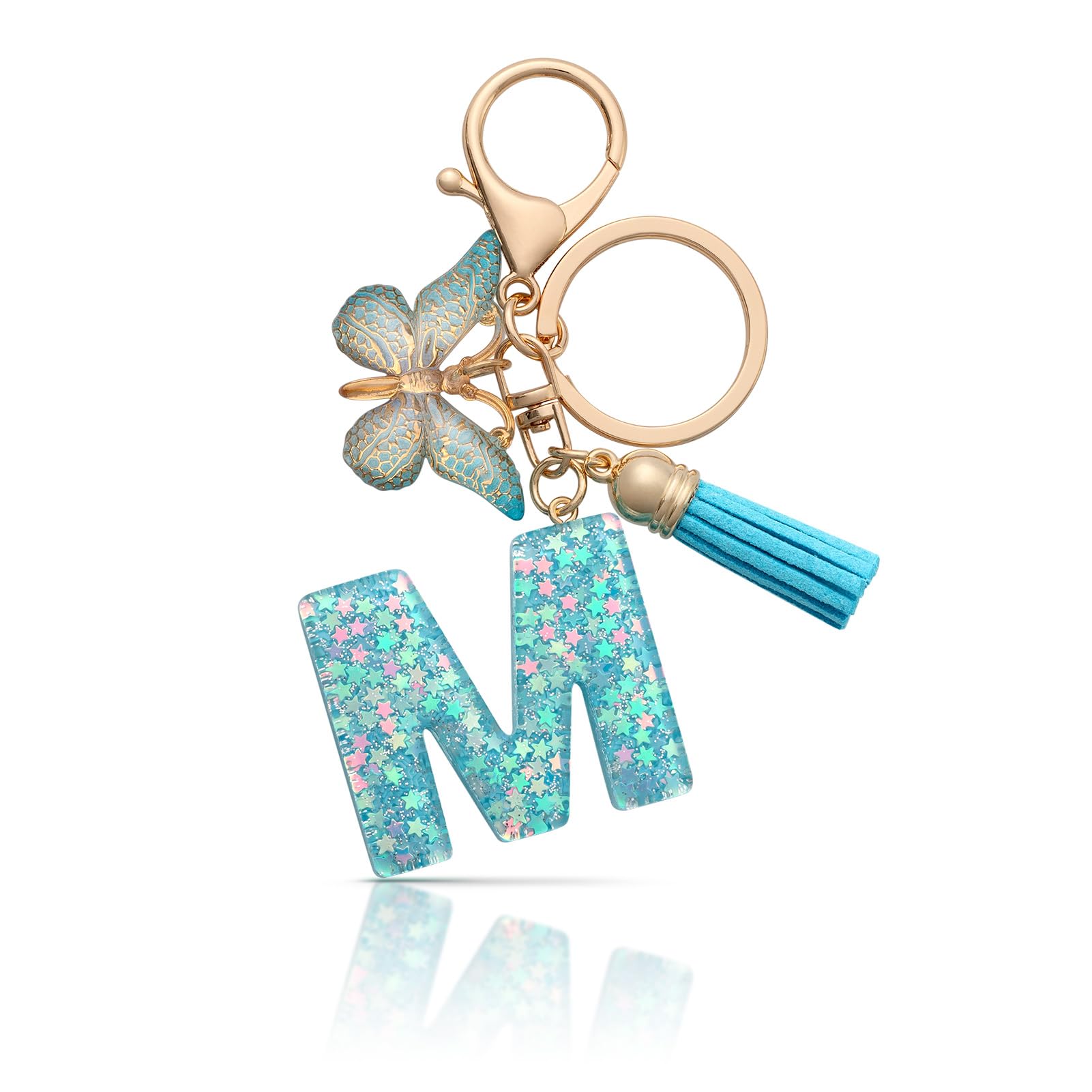 MORSUNBELA Schlüsselanhänger Buchstabe Mädchen Keychain mit Anfangsbuchstabe Schlüssel Anhänger mit Buchstaben für Frauen Damen