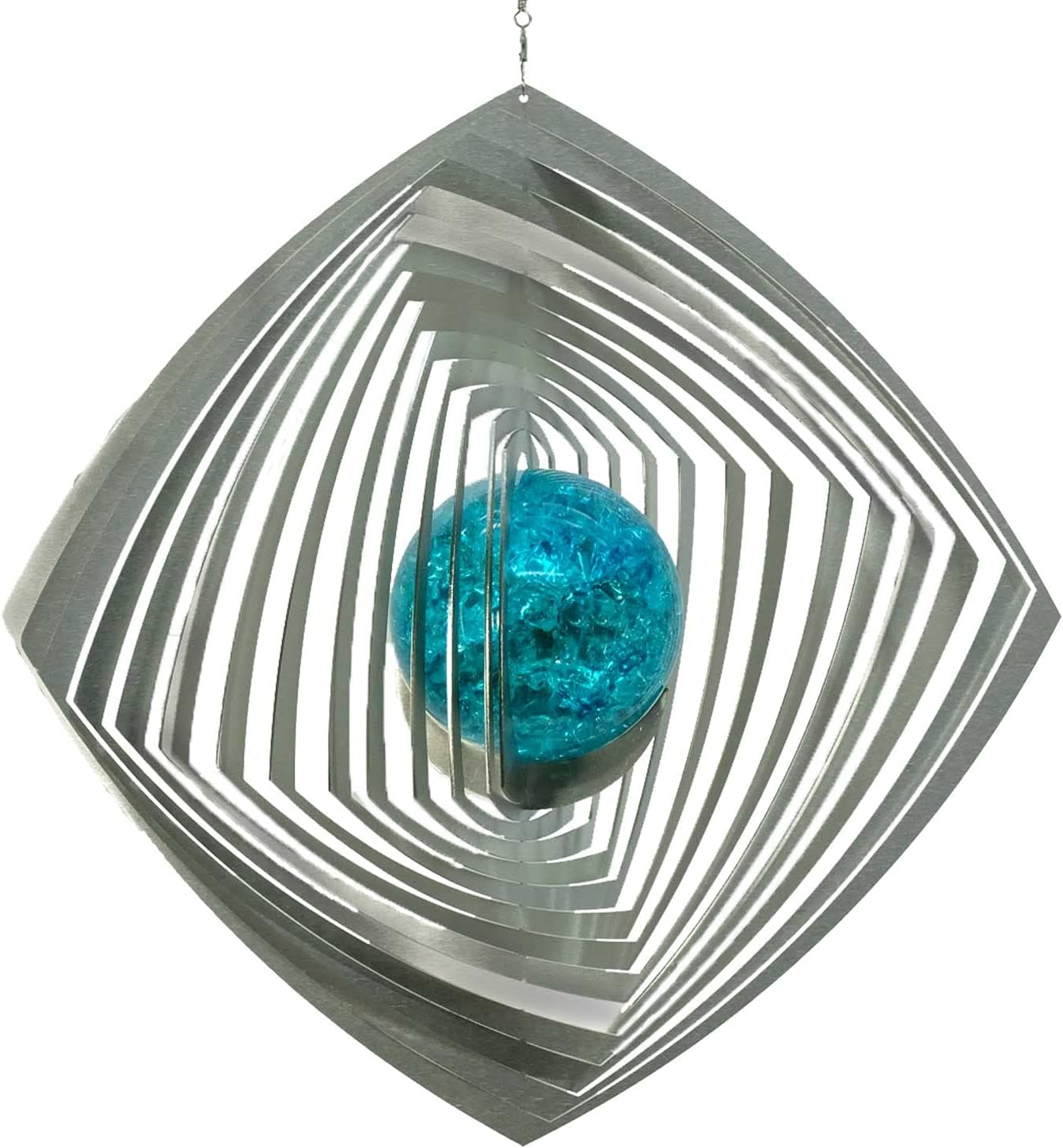 ILLUMINO Edelstahl Windspiel Quadratisch M Molino mit kobaltblauer