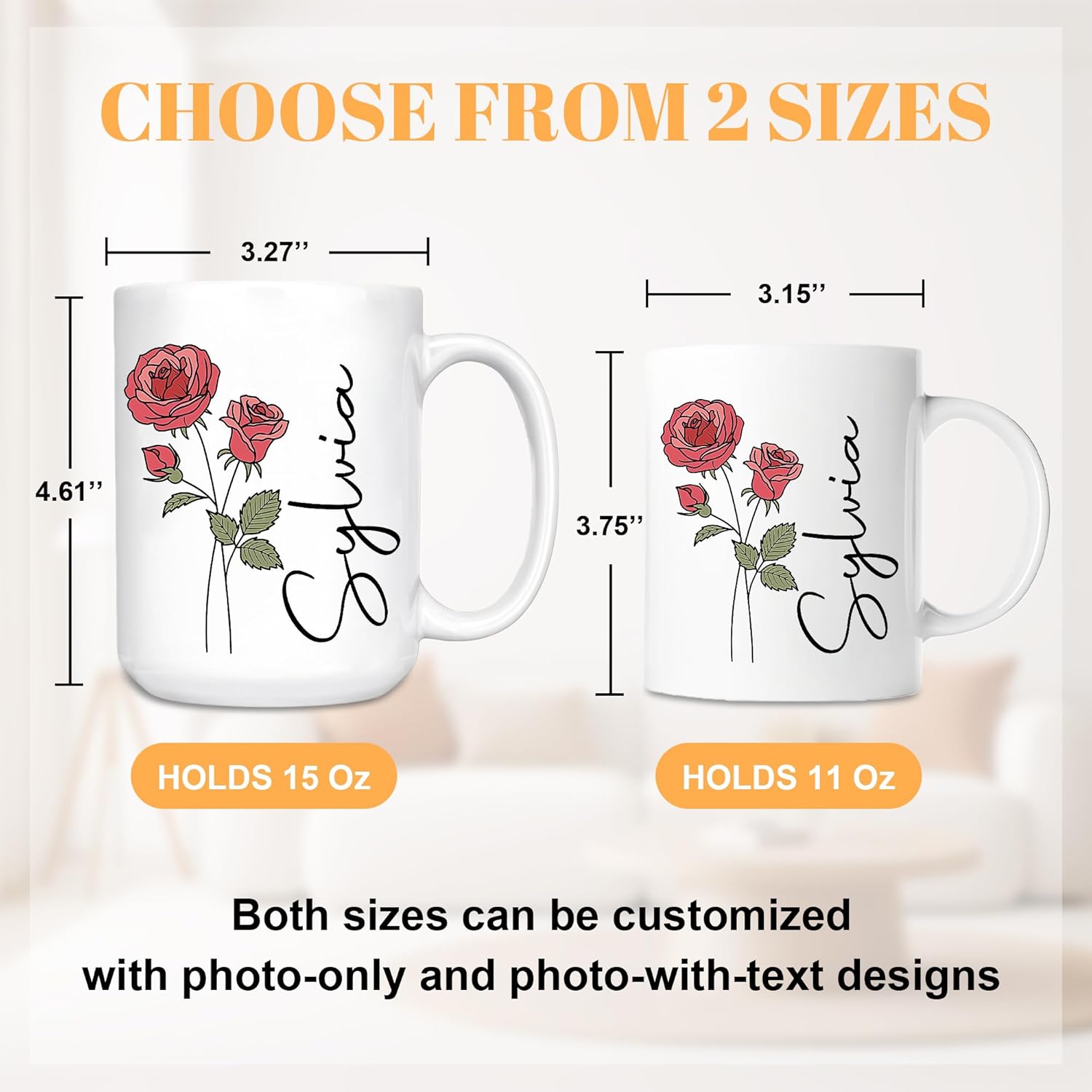 Custom Mug With Birth Flower Names, Personalized Mothers Day Birthday Coffee Mug Gifts for Mom Grandma, Customized 11 Oz/15 Oz Coffee Tea Cup For Women Wife Grandma Girlfriend New Mom Gifts - Image 5