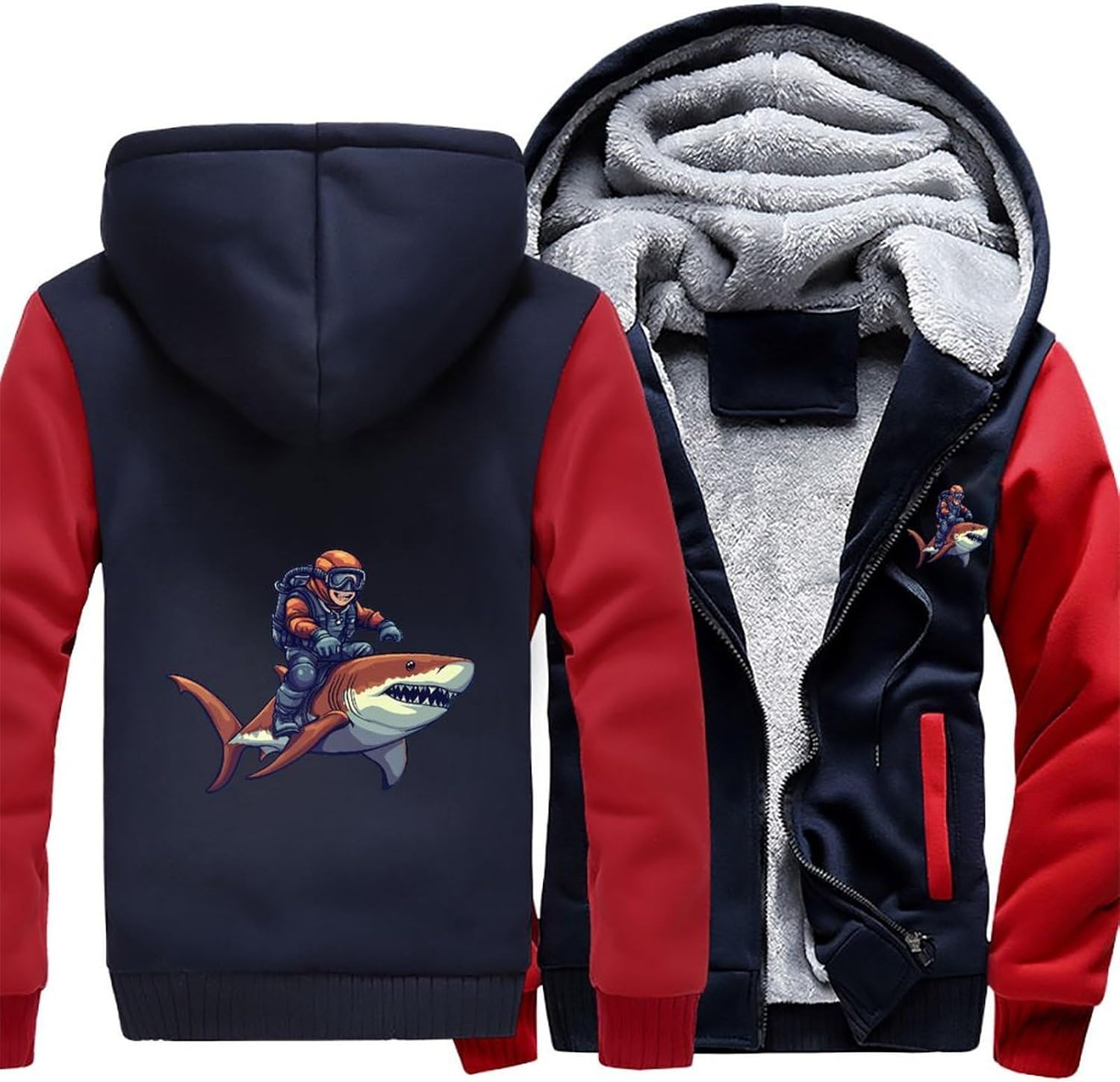 Divershark Men's Hoodie Full-Zip Hooded Sweatshirt Fleece Jacket Coat Winter Warm Clothing