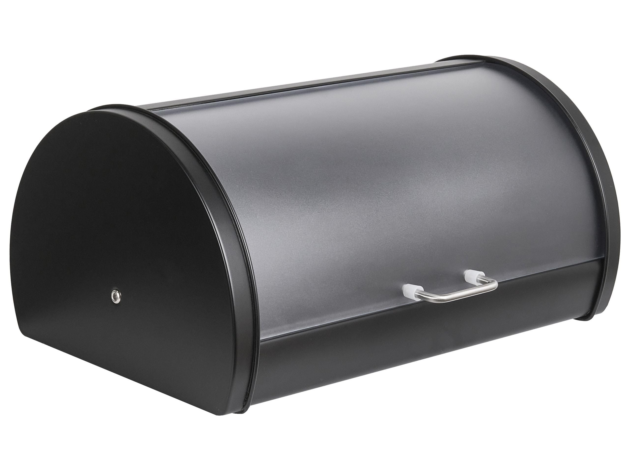 Beliani Panera de metal de acero inoxidable con tapa enrollable 38 x 26 x 19 cm negro Friandise