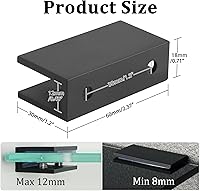 Vista 3 de Alise 2 soportes de vidrio para estantes, abrazaderas de vidrio ajustables para ducha, soporte de abrazadera resistente, soportes de acero Negro