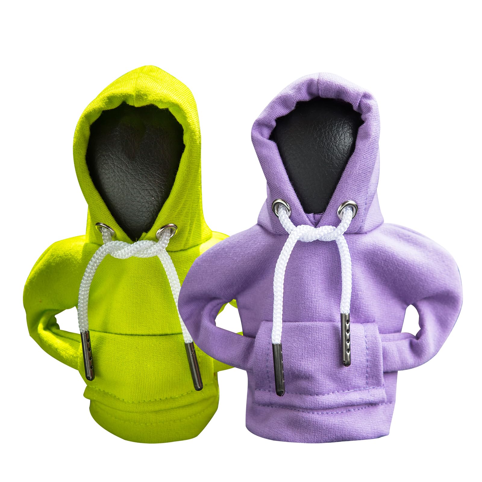 2Pcs Car Shift Knob Hoodie, Gear Shift Hoodie, Funny Sweater for Gearshift, Automotive Interior Accessories (Green and Purple)