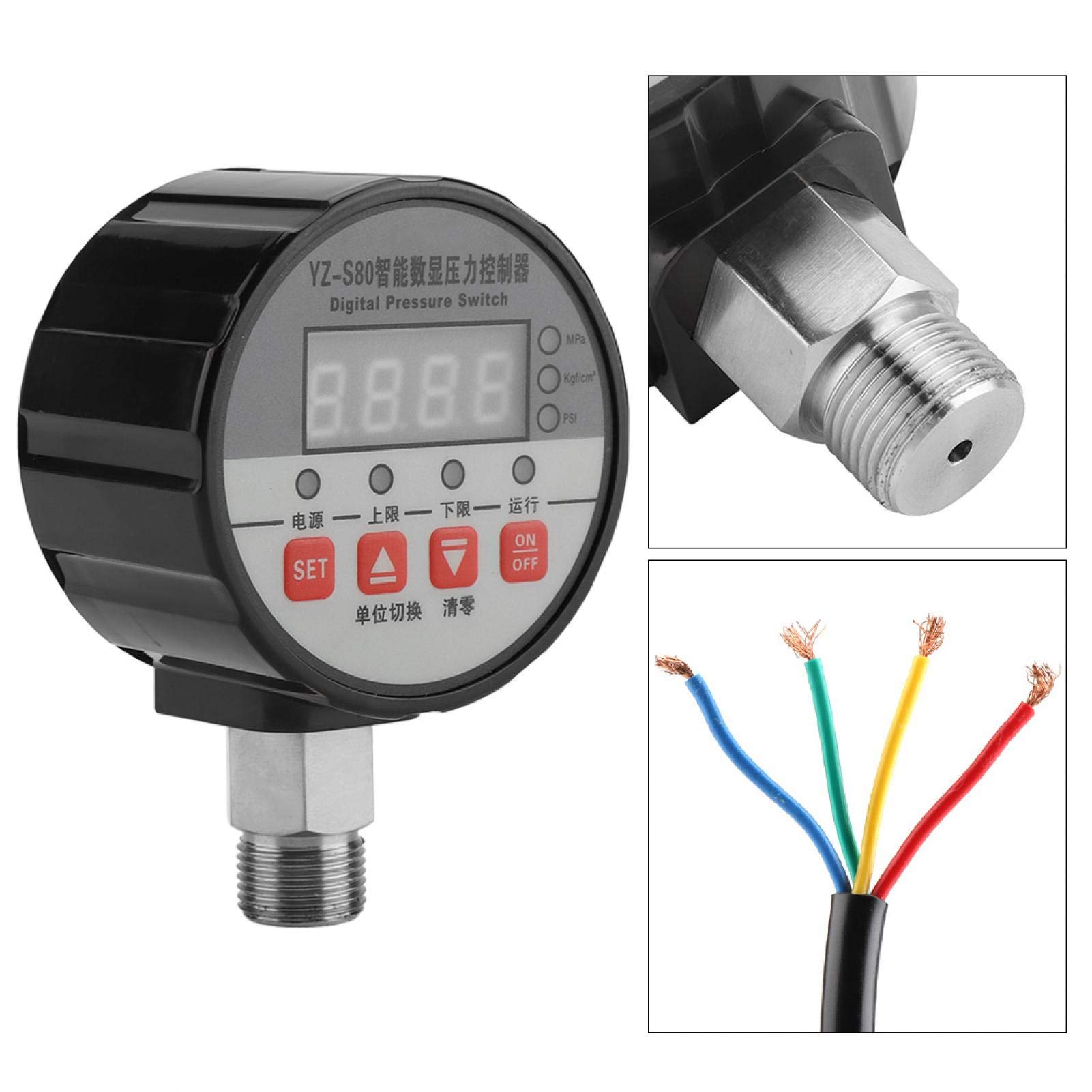Digitaler Druckschalter, 220 V Digitaler Druckschalter Controller 0-20 MPa 0,5% FS Genauigkeit für Wasserpumpe Luftkompressor für Wasseraufbereitungssystem, Wasserpumpe