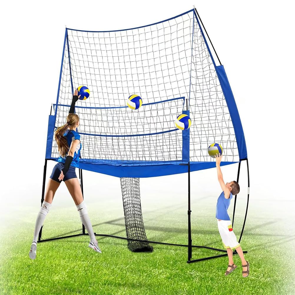 Sistema de red de entrenamiento de voleibol, red de práctica ajustable de 11 x 8 pies para golpear y servir, portátil para patio trasero y uso en interiores y exteriores