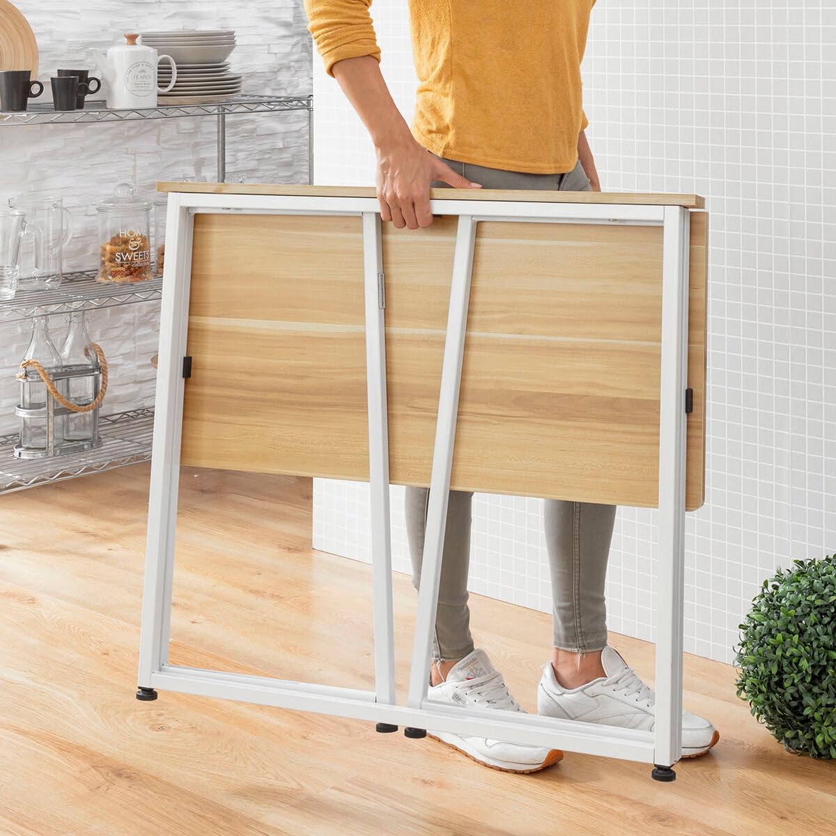 InnovaGoods - Klappbarer Schreibtisch Dolenkaf, Ideal für Home Office, Einfache Montage, Multifunktional, Holz - Weiß, Mediano, Engineering Holz
