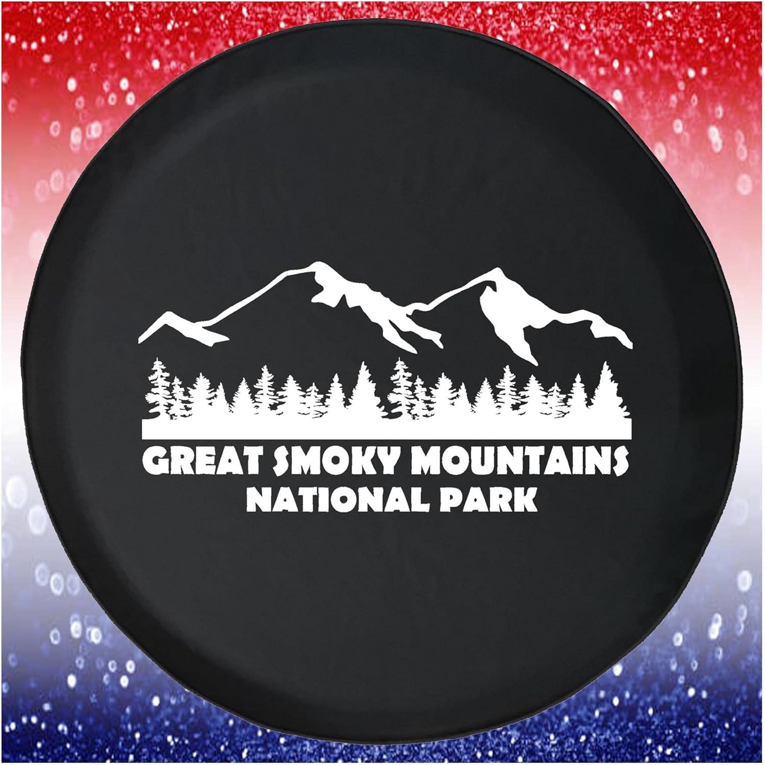 Spare Tire Cover Great Smoky Mountains Landscape Black Accessories for Trailers Trucks SUVs RV Campers 35 Inch