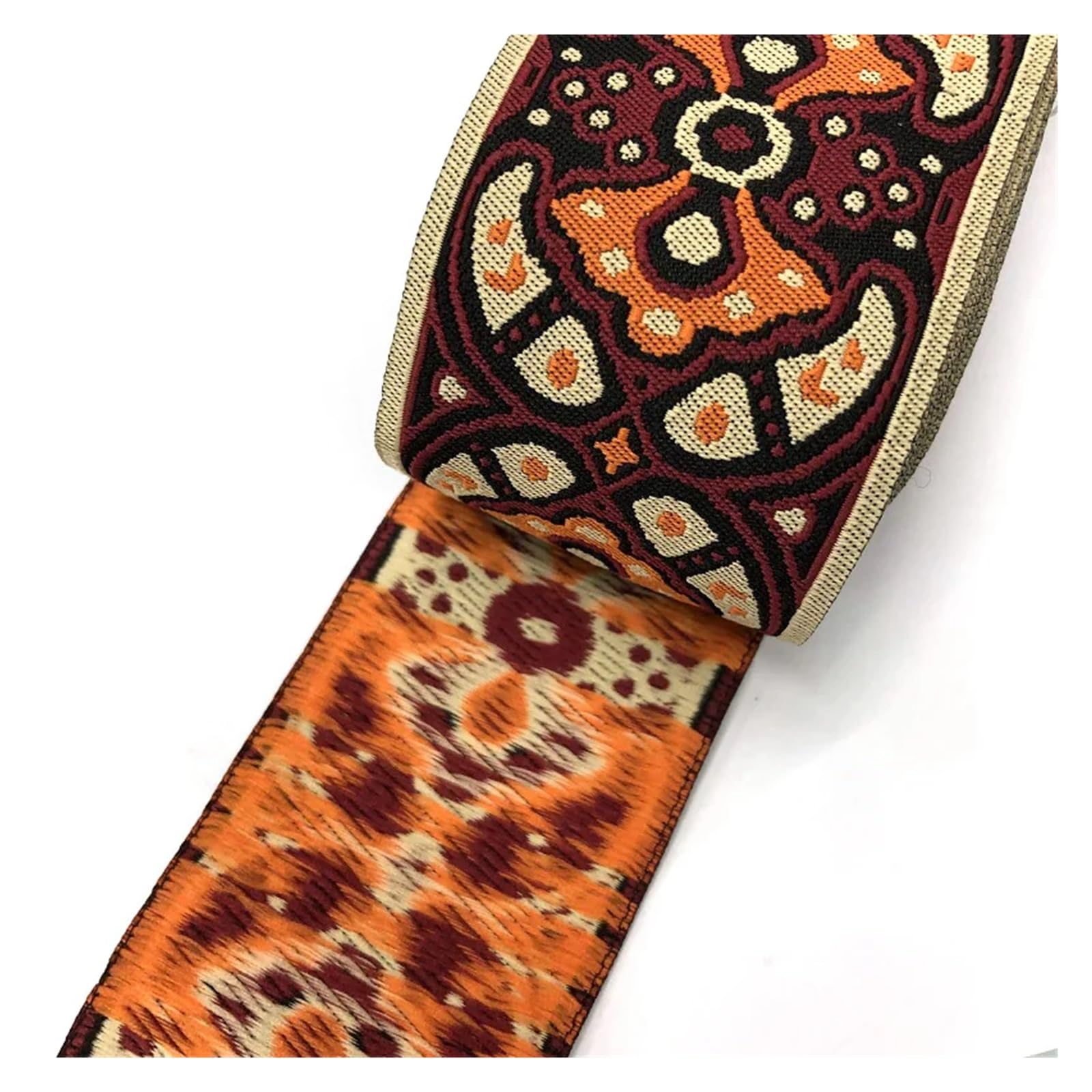 cinta retrógrada, Cinta de poliéster jacquard tejida for ropa, bolsos y diseño de tótem, color naranja, 5 cm (10 yardas)