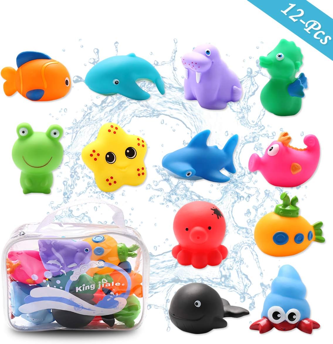 Conthfut Baby Pool Toys Toddler Bathtub Toys with 12Pcs Sea