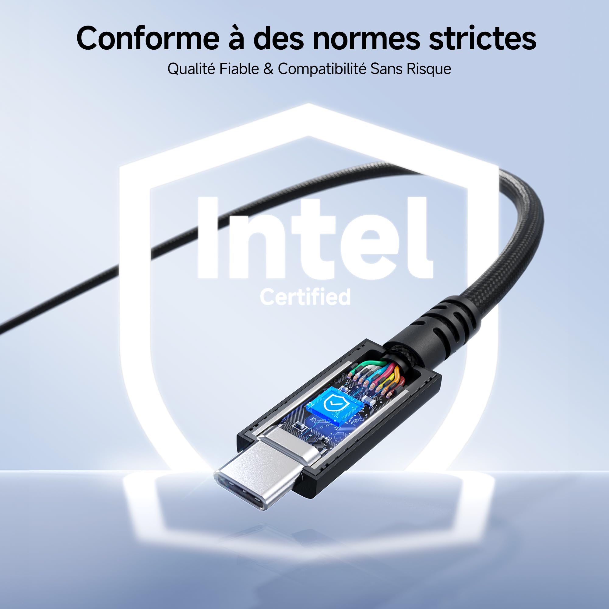 Cable Matters [Certifié Intel Câble Thunderbolt 5 Actif 2 m, 80 Gbit/s (Boost 120 Gbit/s), 240 W USB-C PD 3.1, Vidéo 8K, Compatible Thunderbolt 4/3, USB4 et USB-C