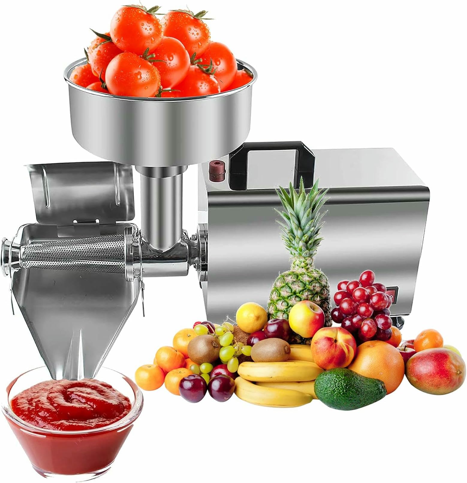 Elektrisches Tomatensieb und Soßenmacher, Edelstahl Obstpresse für hausgemachte Pürees, Marmeladen und Konserven