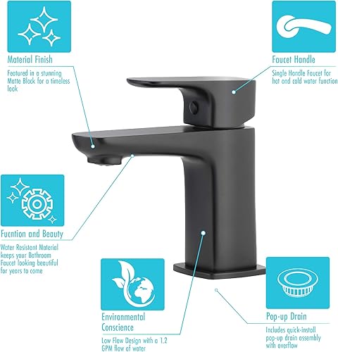 Miniatura 6 de Aqua Vista H07L-412-AV-BN Bathroom Sink Faucet, Waterfall Single Handle Brushed Nickel