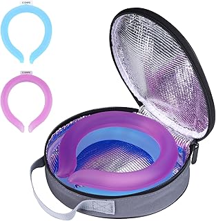 2PCS. Neck Cooler Ice Ring with Insulated Bag. Wearable Head Shoulder Cooling Tube for Hot Weather, Gel Ice Collar for Outdoor Workers, Sports. Reusable Cool Wraps. (Rose+Blue)