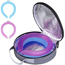 2PCS. Neck Cooler Ice Ring with Insulated Bag. Wearable Head Shoulder Cooling Tube for Hot Weather, Gel Ice Collar for Outdoor Workers, Sports. Reusable Cool Wraps. (Rose+Blue)