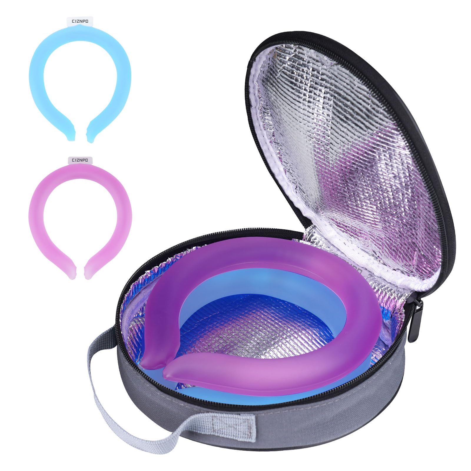 2PCS. Neck Cooler Ice Ring with Insulated Bag. Wearable Head Shoulder Cooling Tube for Hot Weather, Gel Ice Collar for Outdoor Workers, Sports.