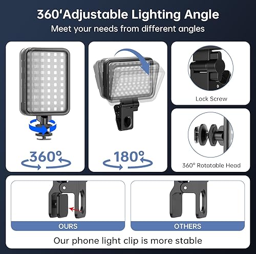 Miniatura 5 de Luz para selfie, luz de teléfono con 5 niveles de brillo y 3 modos de iluminación, anillo de luz portátil para selfie, Tiktok, transmisión en vivo,