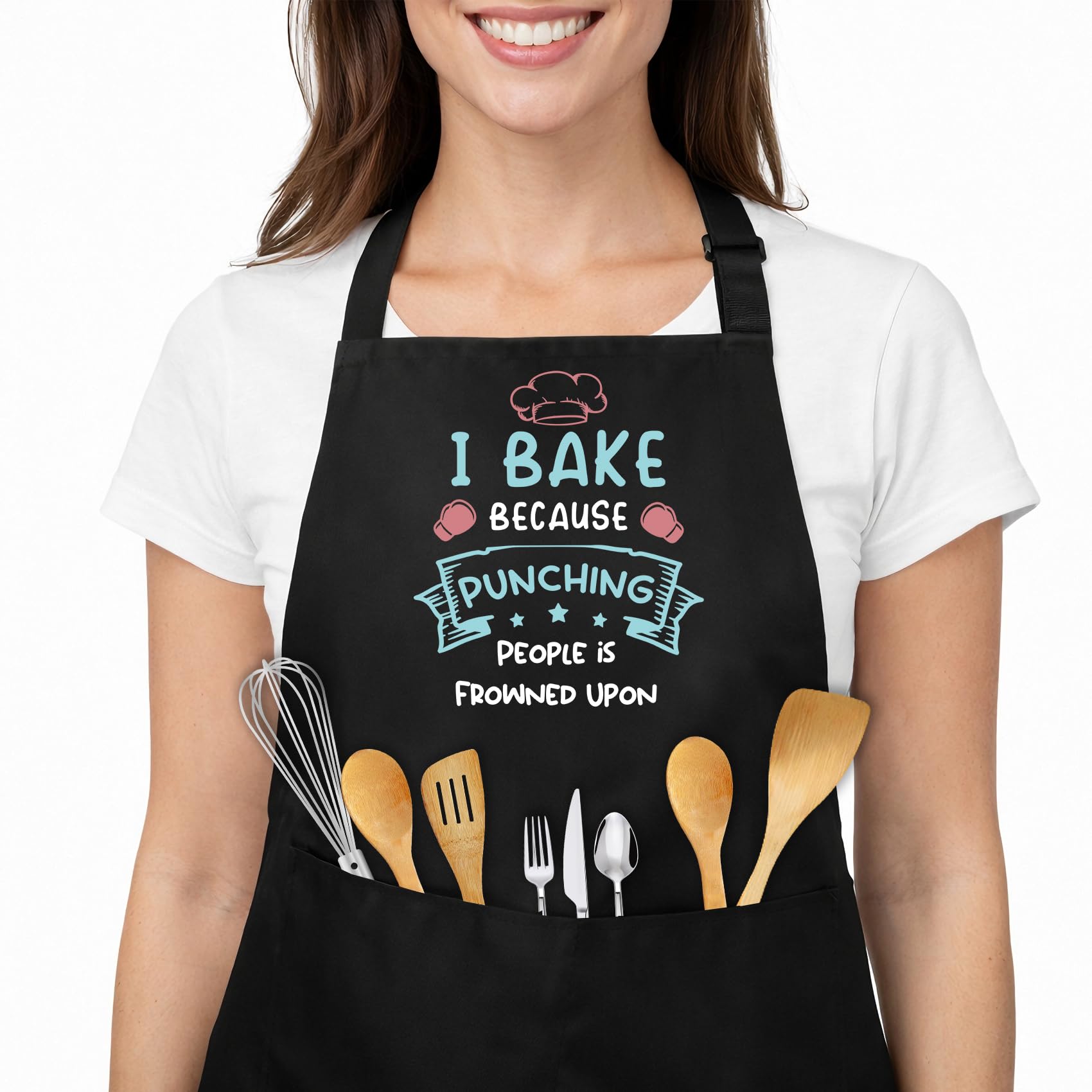 fuakUip Aprons for Women with Pockets,Mum Gifts,Mum Apron,Mothers Day Gift,Baking Gifts for Women,Grandma Auntie Adjustable Kitchen Cooking Bib Aprons,Housewarming Birthday Gifts for Wife Sister — image 1