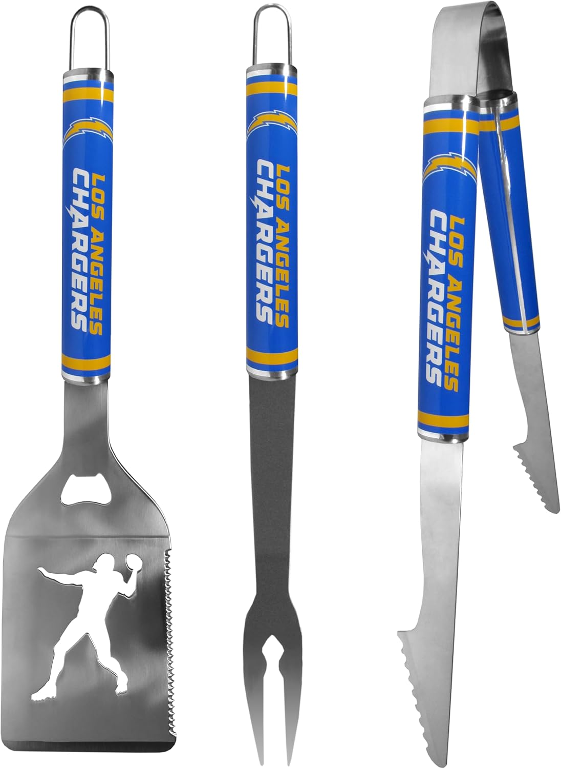 Siskiyou Sports NFL Los Angeles Chargers 3 pc Steel BBQ Tool Set, One Size, Team Colors