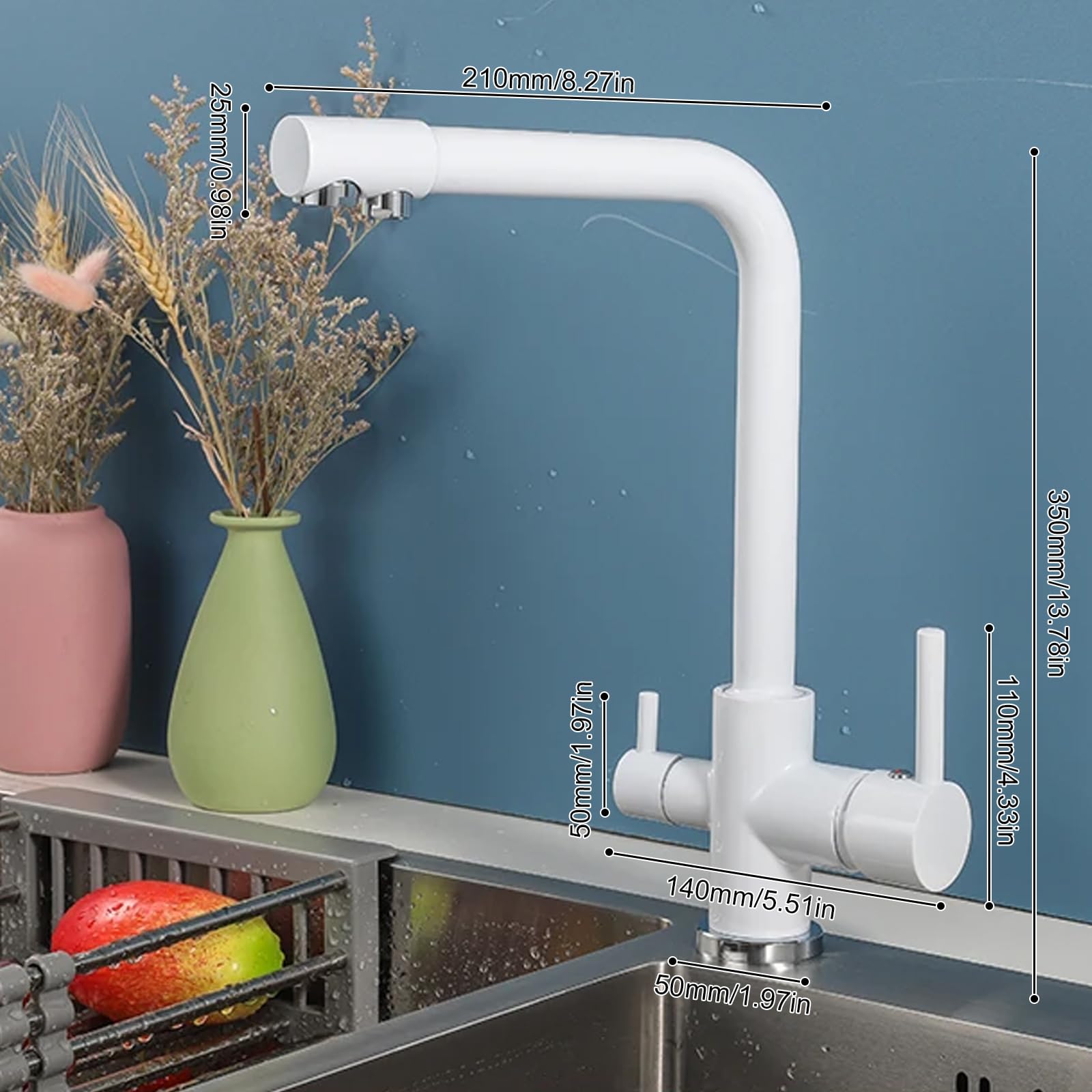 3 Way Kitchen Tap, 3 in 1 Kitchen Sink Mixer Tap with Drinking Filtered Water Outlet - Image 2