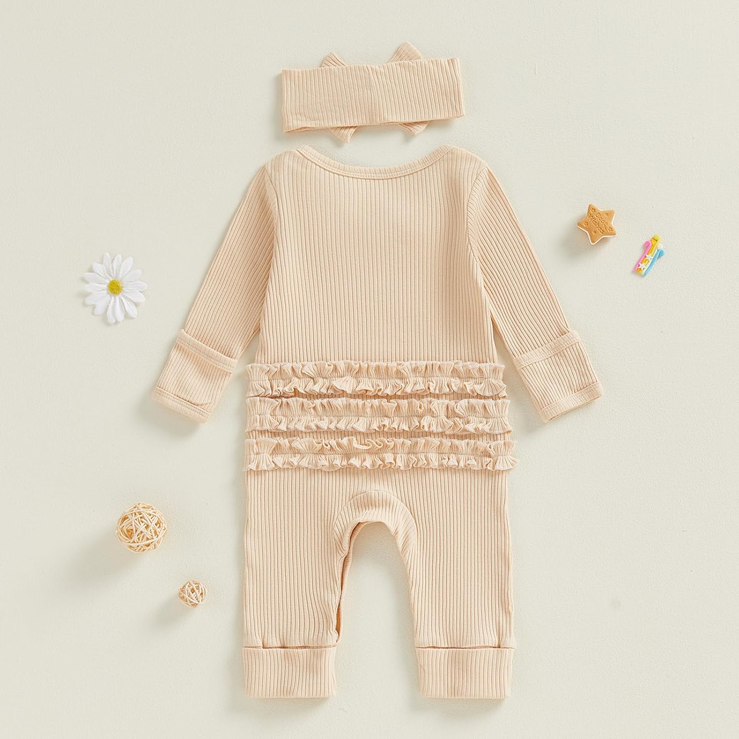 FYBITBO Baby Girl Newborn Clothes Western Outfit Long Sleeve Cowgirl Onesie Romper Knit Jumpsuit Infant Winter Spring Outfits - Image 6