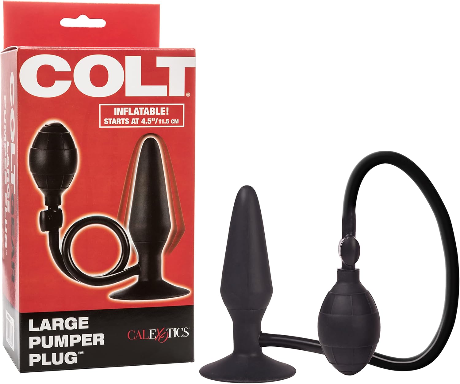 CalExotics Colt Large Pumper Plug Silicone Inflatable Butt Plug, Black
