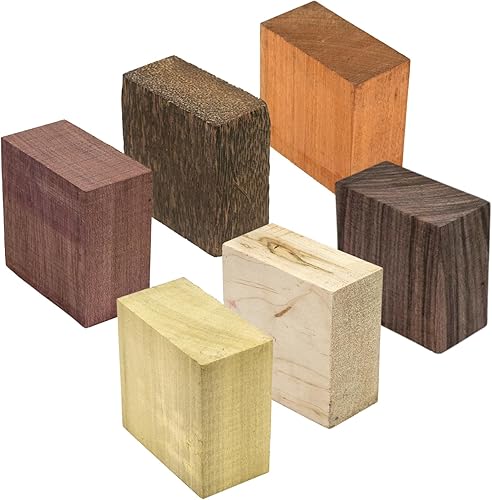 Exotic Wood Zone Paquete de 6 cuencos en blanco nogal negro, ambrosía, palma negra, álamo, caoba, corazón morado Torno de madera en blanco 8 x 8