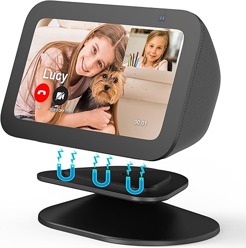 Miniatura 8 de PlusAcc Soporte para Echo Show 5 (3ª generación), soporte de inclinación ajustable, accesorios de soporte de mesa magnéticos compatibles con modelos