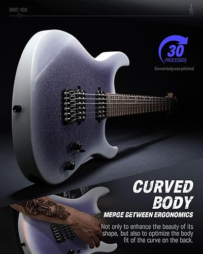 Miniatura 6 de Donner DMT-100 - Guitarra eléctrica de cuerpo sólido, acabado mate de 39 pulgadas, kit de guitarra eléctrica con bolsa, cuerdas, correa, cable,