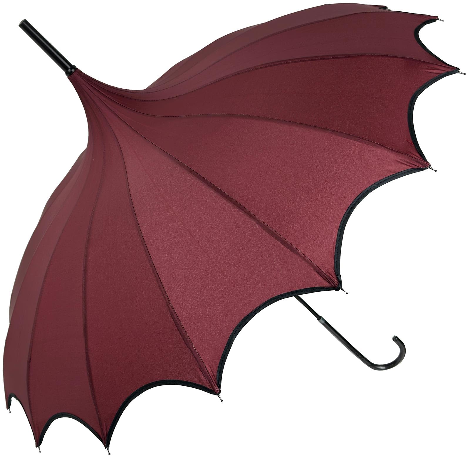 Boutique Scalloped Pagoda Umbrella - Burgundy