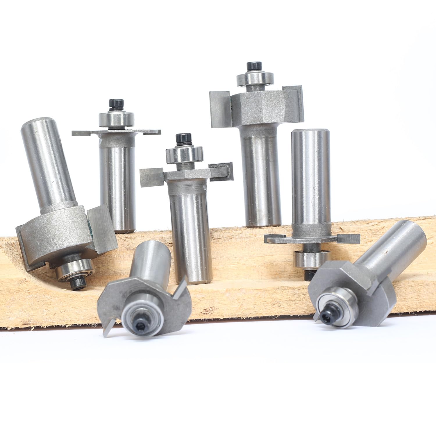7Pcs T Slot Router Bit Set,1/2" Shank,3/32",1/8",5/32",1/4",5/16",1/2", and 5/8" Cutting Height T Trark Bit with Bearing,T-Slotting Cutter for Wood Slotting,Grooving