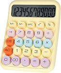 Mechanical Switch Calculator with Big Buttons, Calculators Desktop, 12 Digits, Large LCD Display, Desk Calculator, Cute Pink Calculator for Teachers Students Basic Office (Pink)