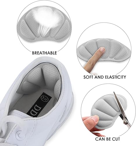 Miniatura 3 de 8Pcs Mesh Adhesive Heel Grips Inserts, Back of Heel Cushion Pads for Boots, Loose Shoes Too Big, Reusable Heel Guards Liners for Women Men, Anti