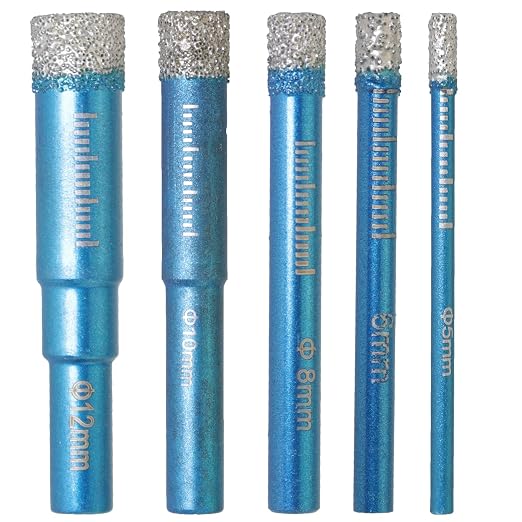 5PCS Diamond Dry Drill Bit Set 3/16 15/64 5/16 13/32
