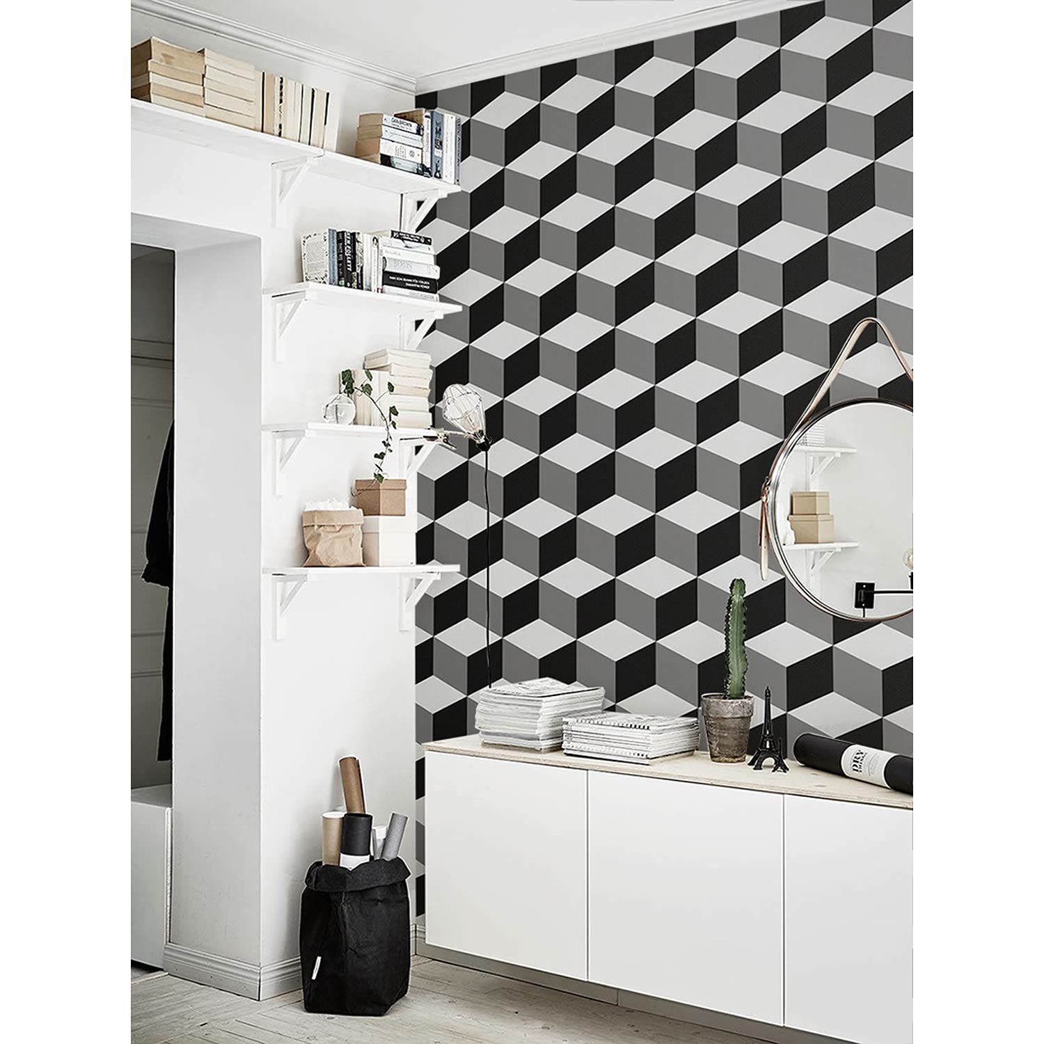 Papier peint latex Cube 3d 208x146cm pour decoration murale de salon