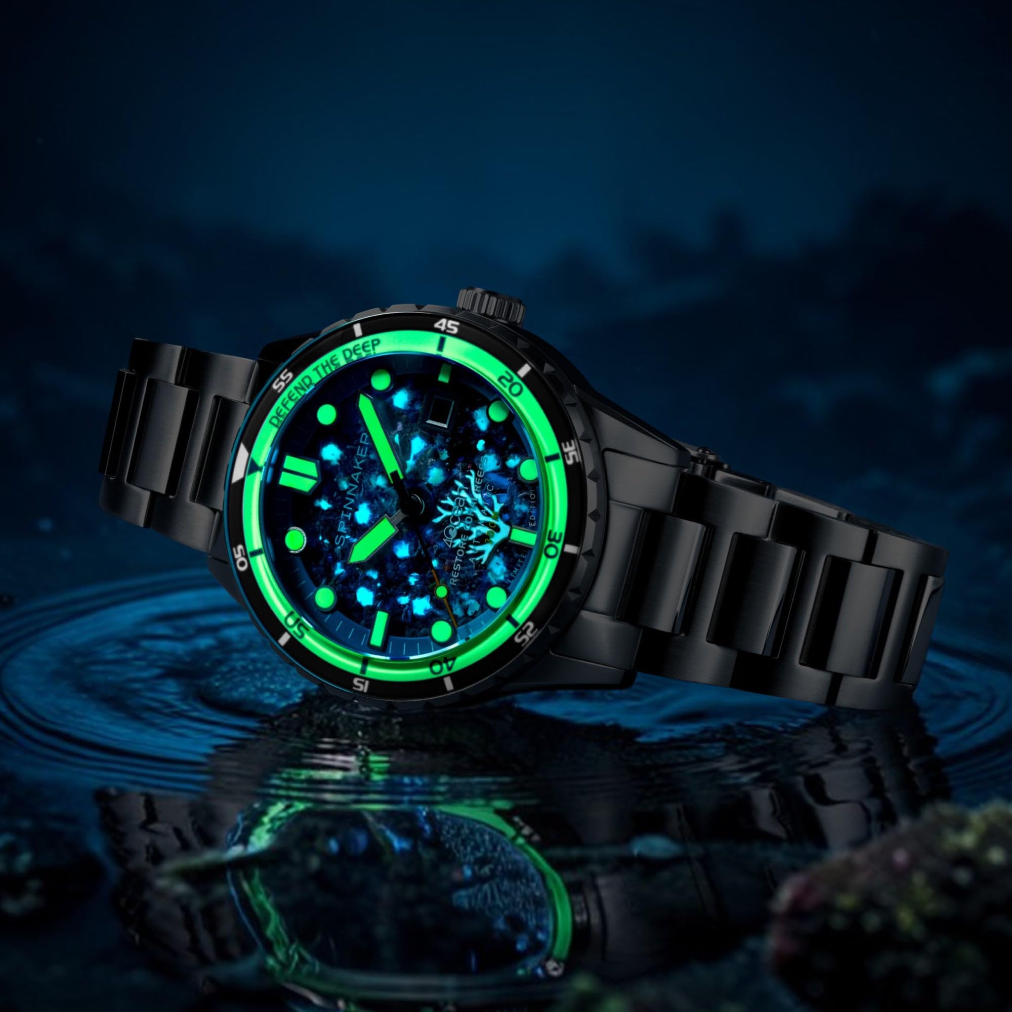 Spinnaker HASS Automatic 4 Ocean SP-5172 - Reloj de edición limitada para hombre de 43 mm con pulsera de acero inoxidable sólido
