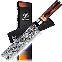 Vista 9 de FANTECK Cuchillo de pan, cuchillo de cocina dentado de 8 pulgadas, VG10 Damascus Pro de acero inoxidable de alto carbono de 67 capas para pan