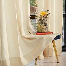 Urban Space Solid Bohemian Curtains for Door,100% Cotton Curtain 7 Feet Long Pack of 1 Curtain with Tassels,Tieback&Eyelets Included, 60-65% Room Darkening (Aura Beige, Door-7 Feet)