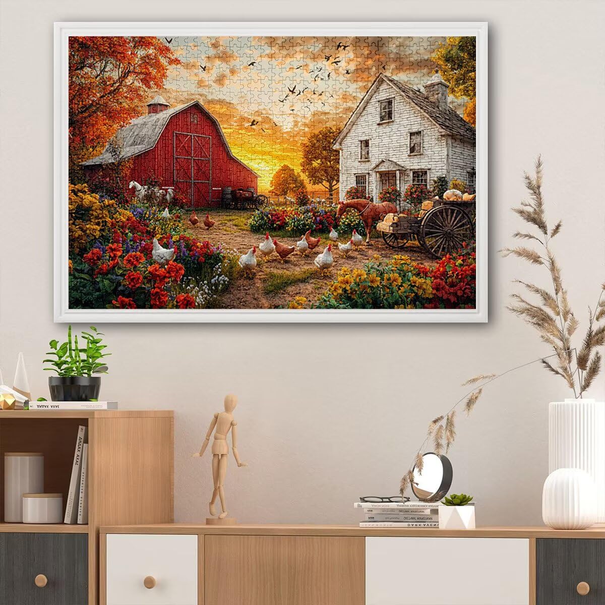 Puzzle 4000 elementów, kabina z zachodem słońca, 4000 elementów, drewniane puzzle dla dorosłych, trudna łamigłówka, gra logiczna dla całej rodziny, drewniane puzzle, dekoracja salonu, prezenty, X-14