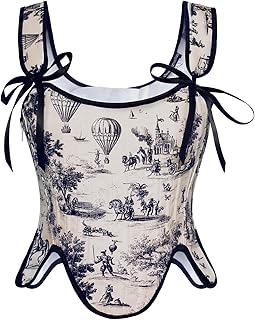 Bustier Tops for Women Renaissance Floral Lace Up Bodyshaper Corset with Zipper