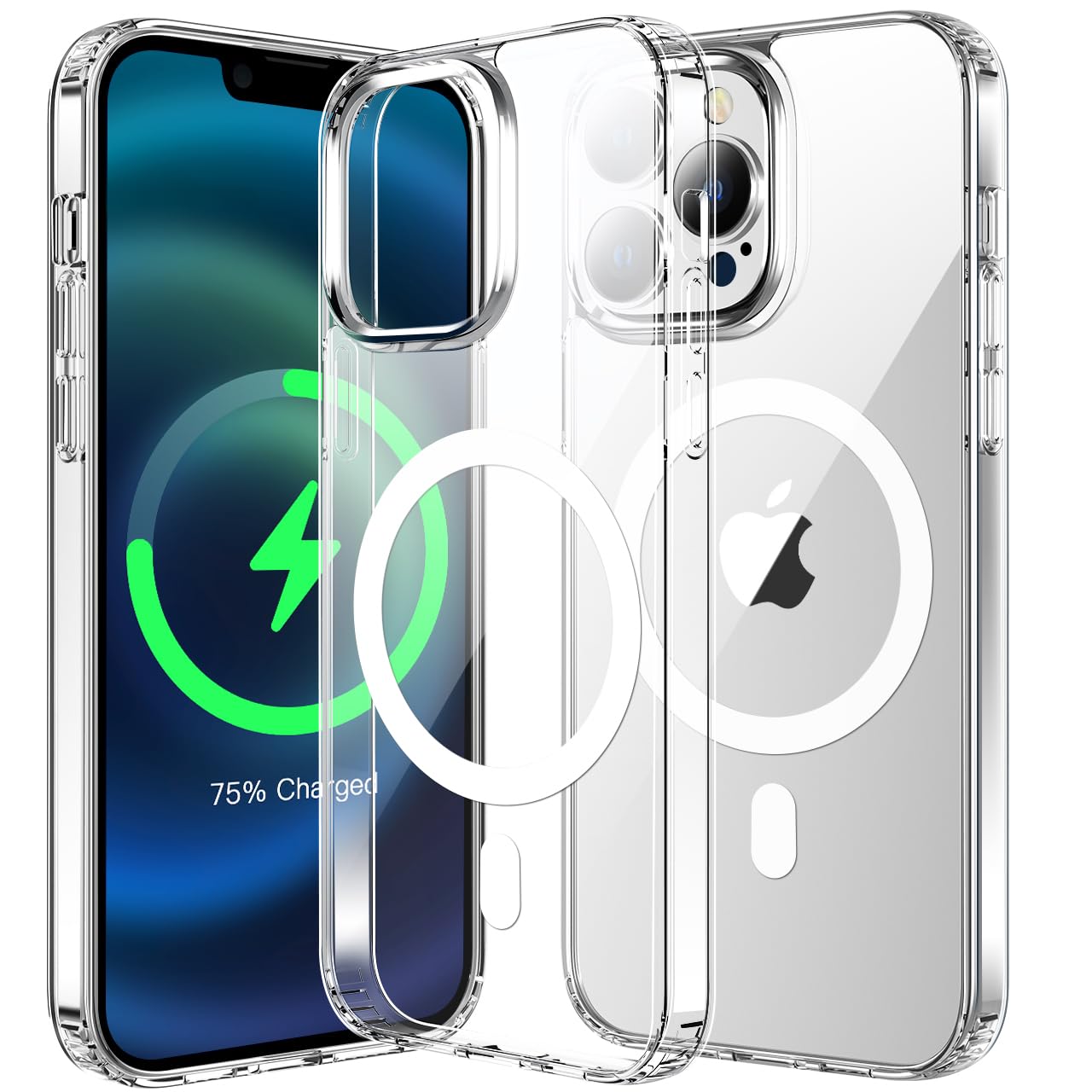 Custodia Per iPhone 12 / iPhone 12 Pro 6.1 Pollici Compatibile con Mag-Safe,Resistente ai Graffi, Struttura Protettiva Antiscivolo, Classico Stile Cover Trasparente