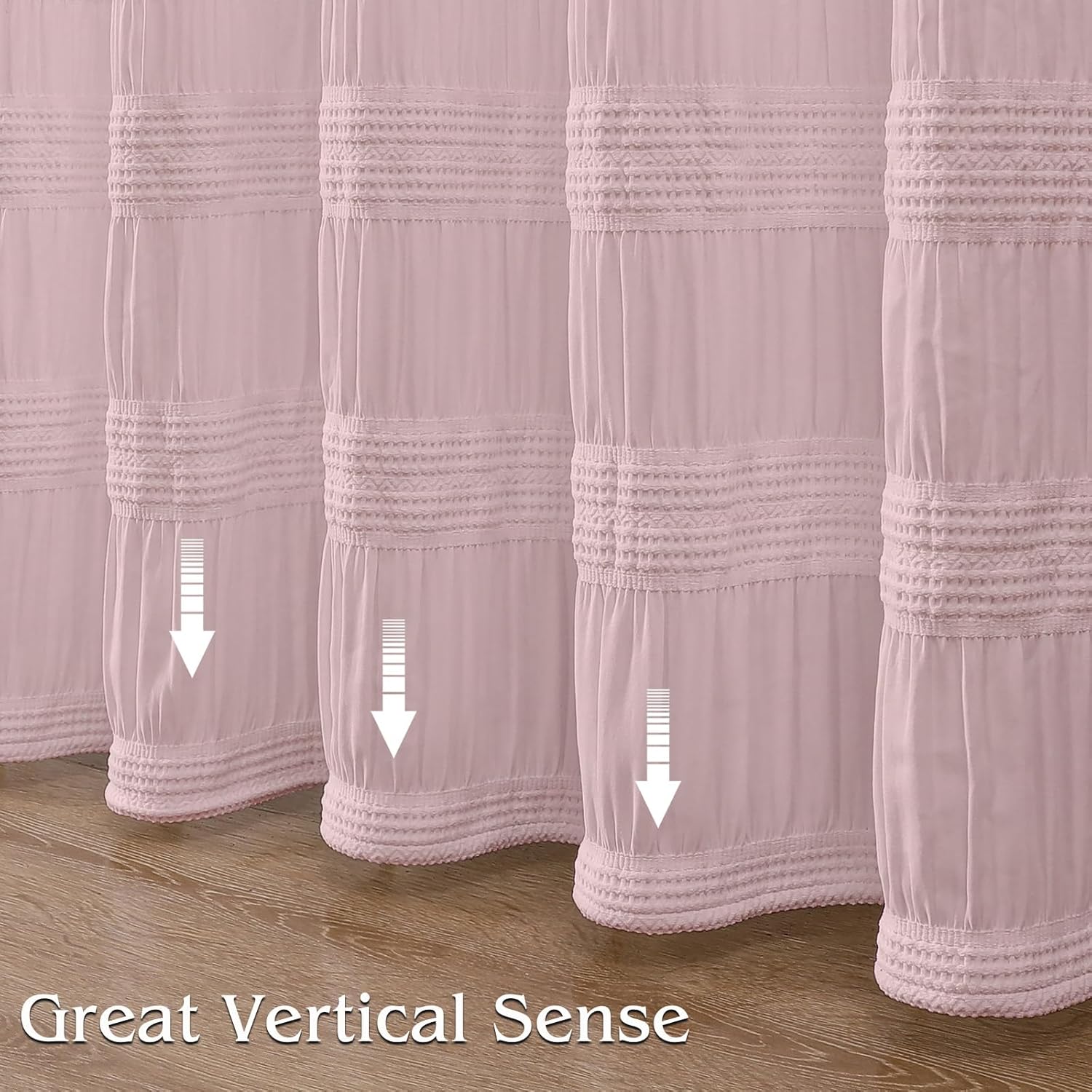 OWENIE Blush Shower Curtain, Farmhouse Rustic Striped Textured Fabric Shower Curtain for Bathroom, Hotel Style, Machine Washable, Blush, 72x72 inch