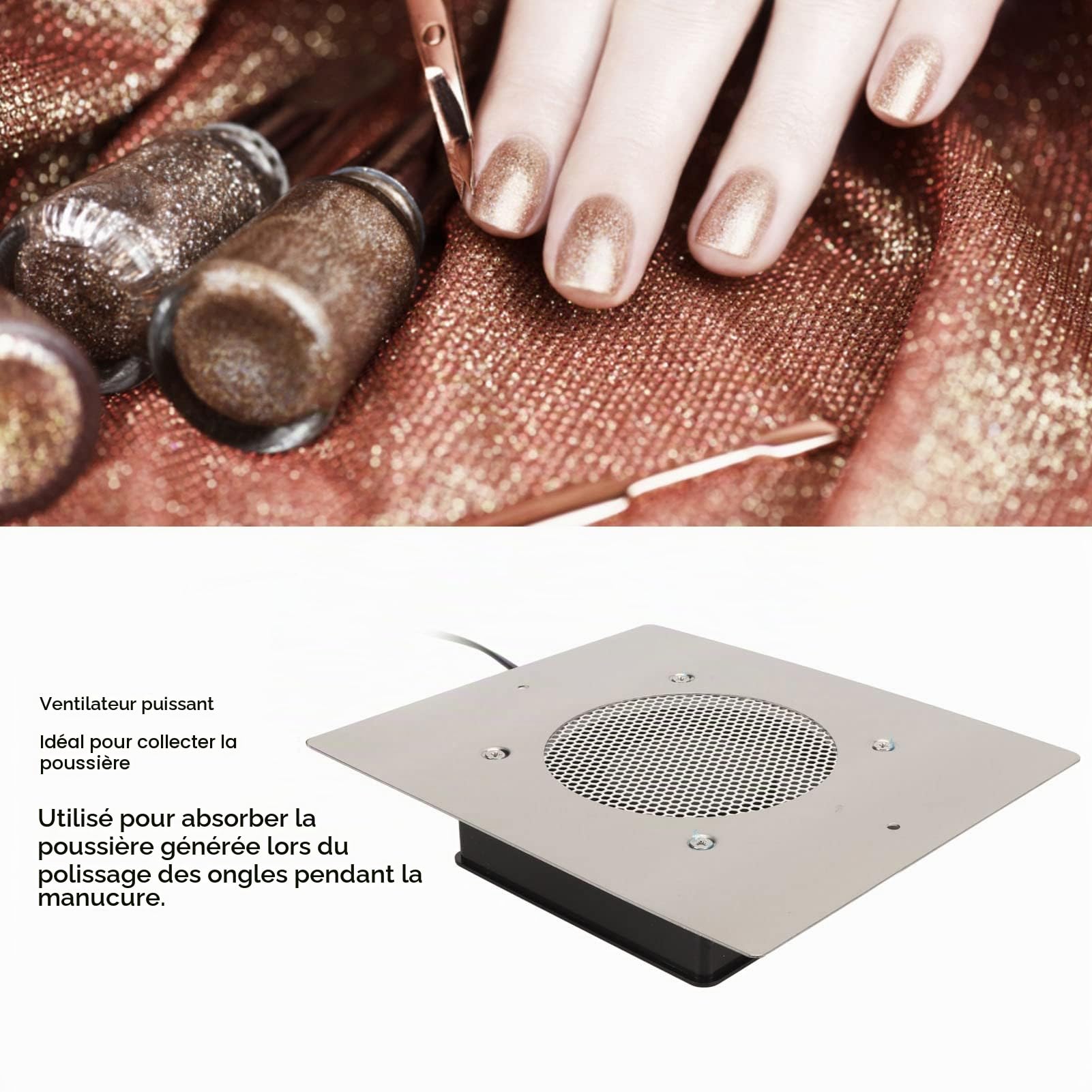 Sonew Machine de Dépoussiérage D'ongles, Collecteur de Poussière D'ongles, Aspirateur D'ongles, Filtre Réutilisable, Extracteur D'aspirateur, 220‑240V