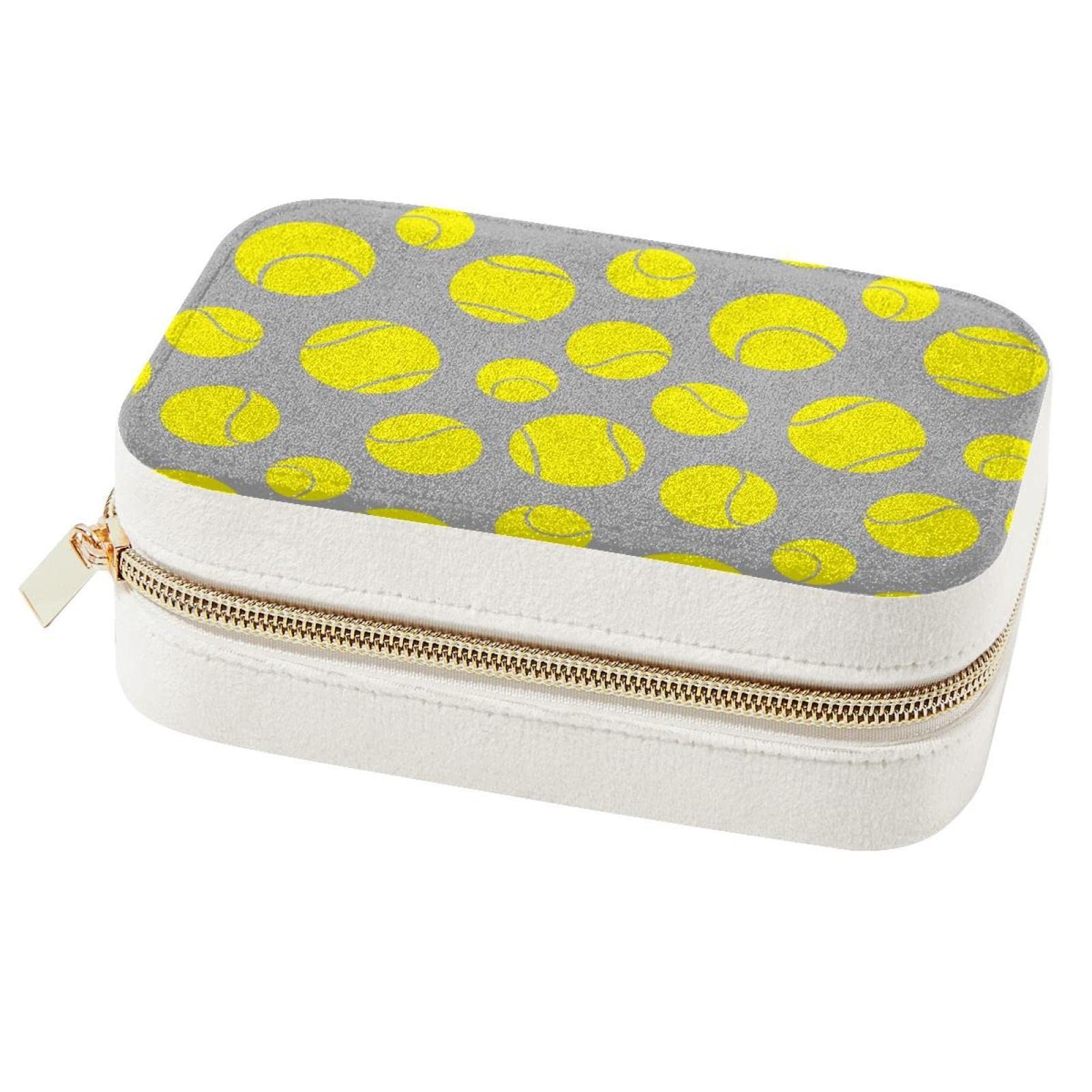 Boîte à bijoux de voyage double couche tennis jaune anti-nœuds
