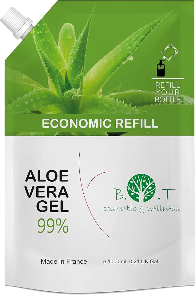 Aloe Vera Puro Gel 100% Natural, Cultivo Ecologico Lanzarote, Gel Hidratante Piel y Cabello, Calmante After Sun, Crema Post Depilacion, After Shave, Acondicionador, 1000 ml