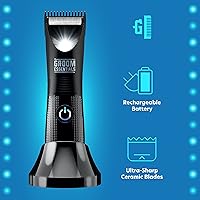 Vista 5 de Groom Essentials - Cortadora de pelo recargable, afeitadora de pelo corporal con cuchillas de cerámica, guía de corte ajustable de 3 ajustes