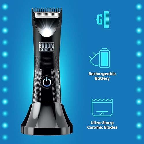 Miniatura 5 de Groom Essentials - Cortadora de pelo recargable, afeitadora de pelo corporal con cuchillas de cerámica, guía de corte ajustable de 3 ajustes,