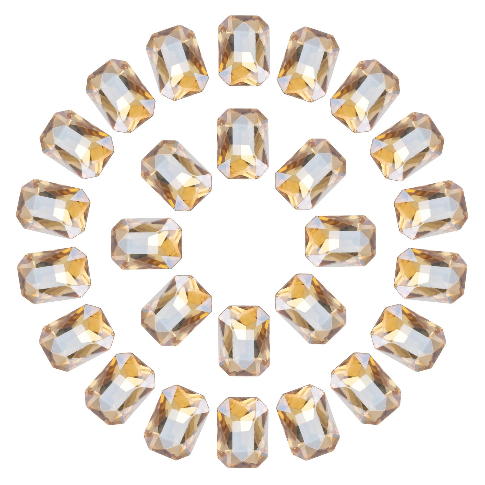 sourcing map 13x18MM Octagon Rectangle Rhinestones, 50 Pcs Crystal Faceted Rhinestones with Silver Plated Glass Gems for Crafts (Champagne)